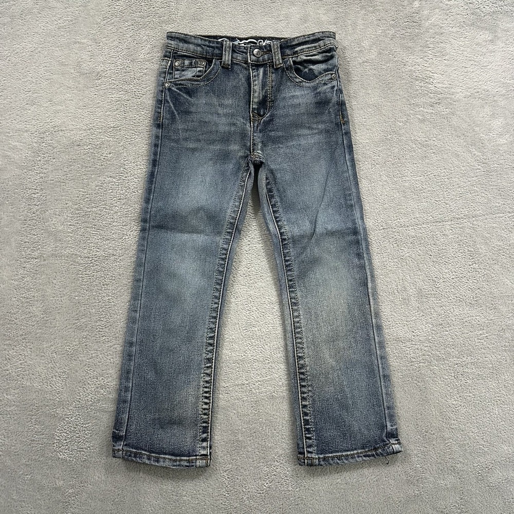 Retro Stitch Straight Leg Jeans Boys Kids 7 Blue Western Cute School